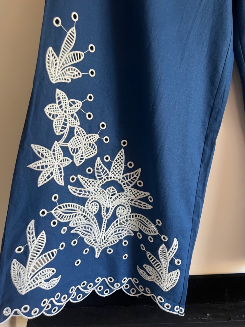 FARM Rio x Anthropologie Blue Embroidered Wide-Leg Pants Size Medium NWT - Picture 8 of 15